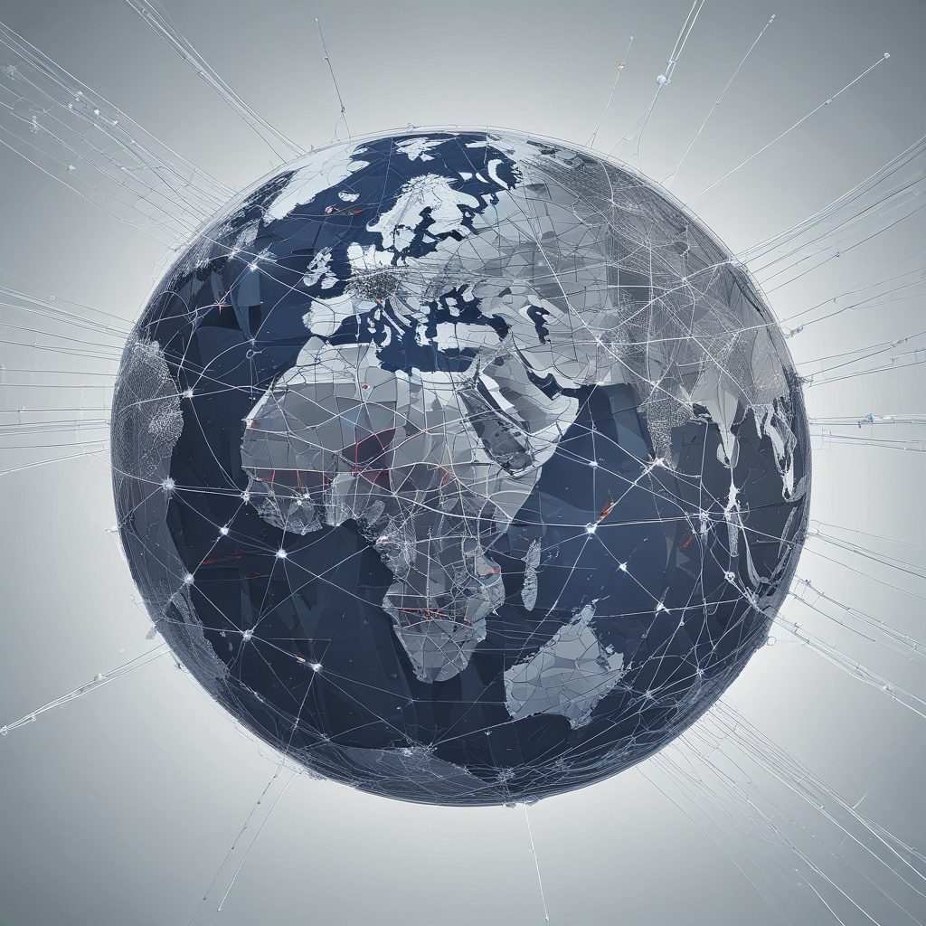 Globe with network connections representing the Internet age